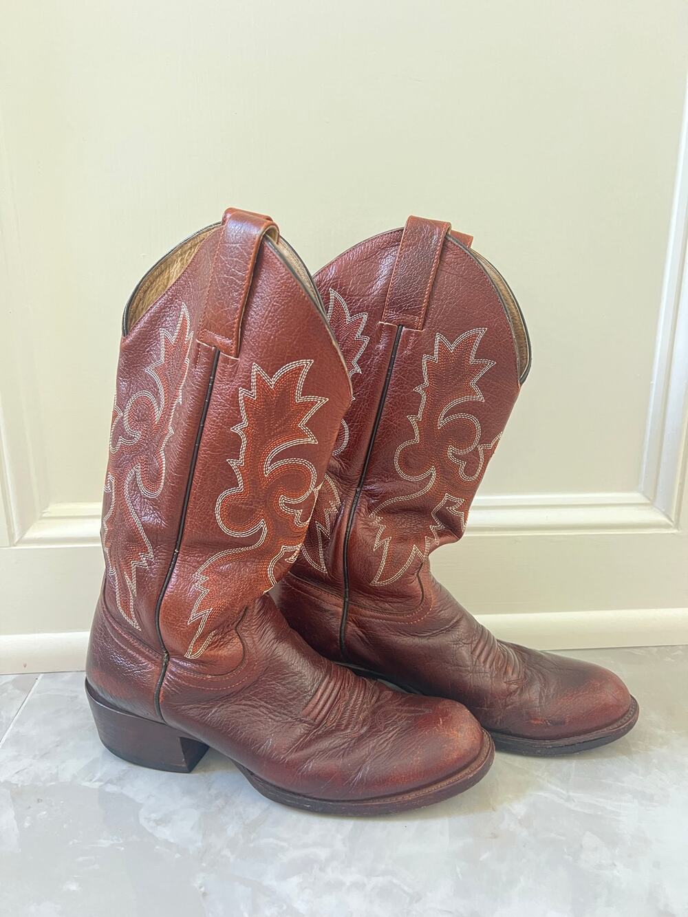 Olathe Cowboy Collection Men’s 9 Brown Leather Western Cowboy Boots